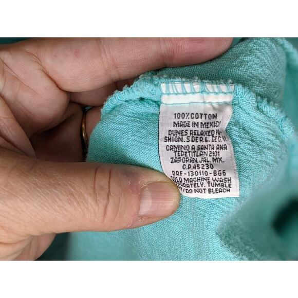 Dunes Relaxed Fashion Turquoise Flowy Fringe Pocket Tunic Top See Measurements - Picture 5 of 7